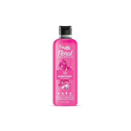 Lozalo Floral Aromatherapy Pet Conditioning Shampoo - 250 ml, Lily Fragrance | Coat Cleansing, Odour Control Shampoo for Dogs & Cats | with Aloe Vera Extract and Saffron Oil