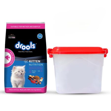 Drools Kitten(1-12 Months) Dry Cat Food, Ocean Fish, 1.2kg with Free Container
